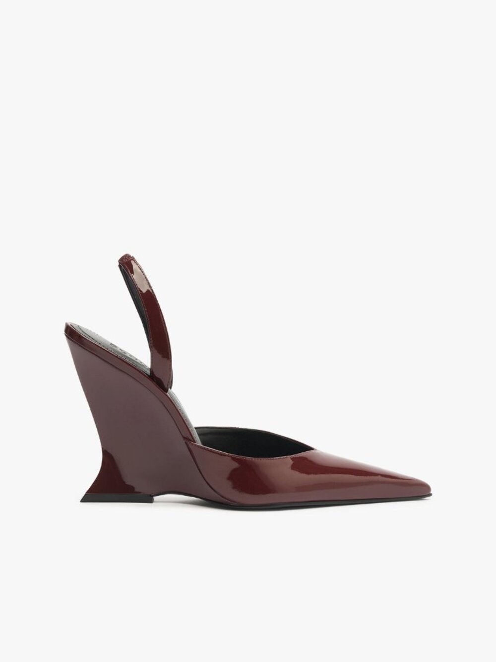 Schutz Siena Pump in Rubi Wine red wedge slingback heels shiny pointed toe